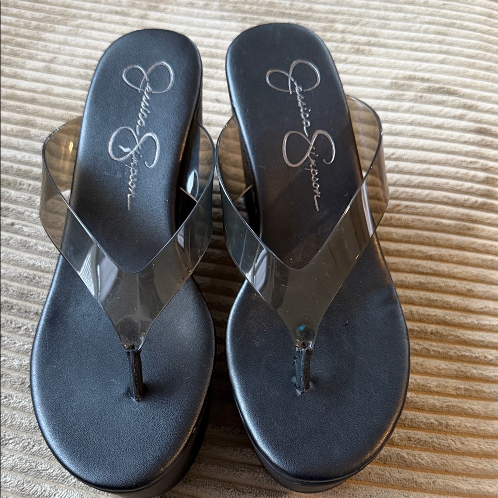 Jessica Simpson Black and Clear Women's Sandals - Picture 1 of 10
